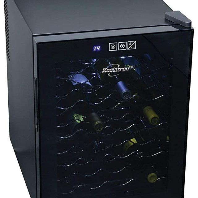 Koolatron WC20 Thermoelectric Wine Cooler 20 Bottle Capacity with Digital Temperature Controls - Vibration-free and Quiet Cooling Power, 5 Removable Shelves, Black