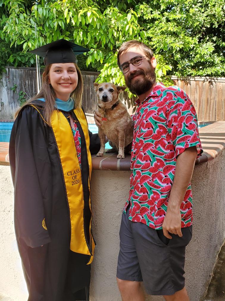 Addie completing her graduate school program during 2020 meant matching watermelon shirts in lieu of grad photos!