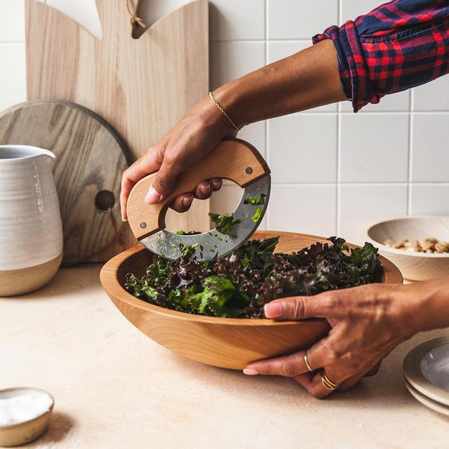 Handcrafted Chopping Bowl with Mezzaluna