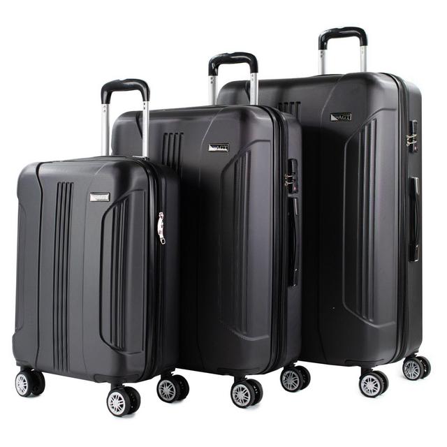 American Green Travel Denali 3-Piece Spinner Luggage Set in Black