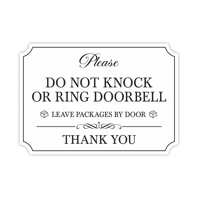 Do Not Knock or Ring Doorbell Sign Sticker, Self-Adhesive Waterproof Do Not Knock Sign for Front Door, No Soliciting Decals for Doorbell, House Door, Home, Business