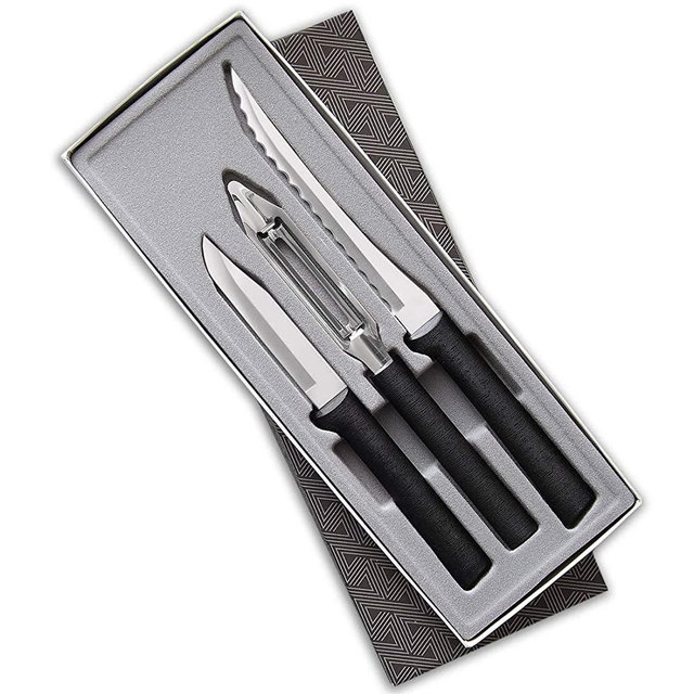 Rada Cutlery Kitchen Utensil Peel, Pare and Slice Set Stainless Steel Resin, Made in The USA, 8 7/8 Inches, Black Handle