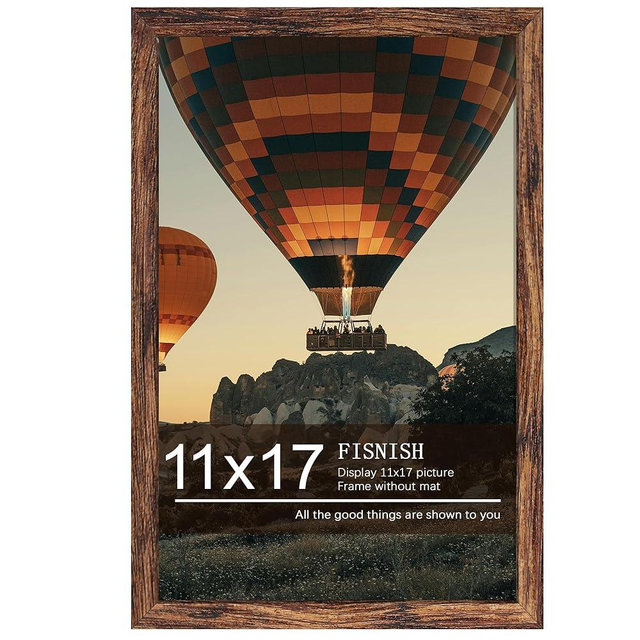 Fisnish 11x17 Picture Frame Brown, Classic Poster Frame for Horizontal or Vertical Wall Mounting, 1 Pack