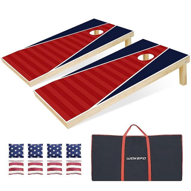 Solid Wood Cornhole Set, 3'x 2'/ 4'x 2' Cornhole Boards Games Set, Corn Holes Outdoor Game, Corn Hole Game Set Regulation Size Includes 2 Boards, 8 Beans Bags & Case, Perfect for Backyard, Beach, Park