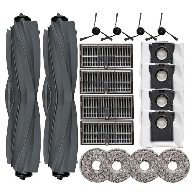 Replacement Parts for MOVA P50 Pro Ultra: MOVA P10 Vacuum Cleaner 18pcs Accessories kit, 2 Main Brushes 4 Filter 4 Dust bag 4 Side Brushes 4 Mop Pads