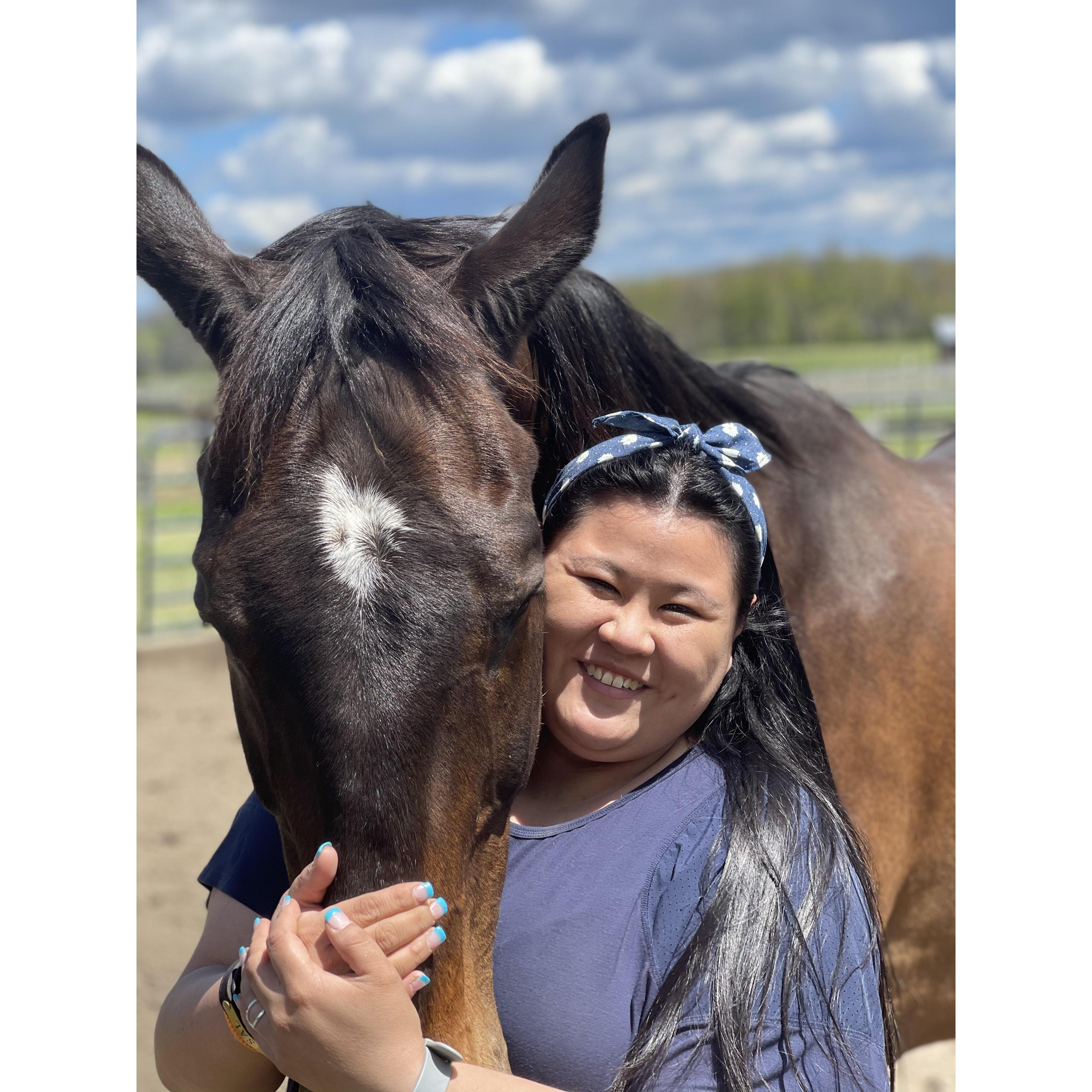 Our other four legged, rather oversized fur child
Salvatore. Our 18.2 hand high Hanoverian Warmblood. Though always a challenge, we love him regardless.