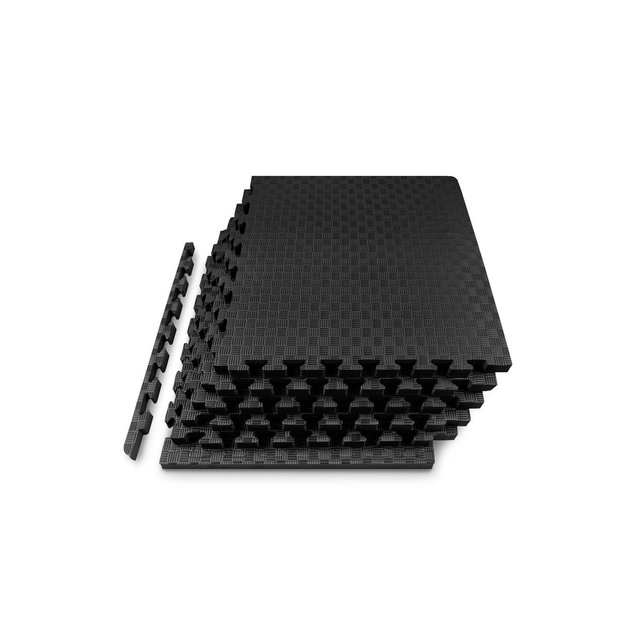 ProsourceFit Checkered Puzzle Exercise Mat 1-in, Black, 24 Sq Ft - 6 Tiles