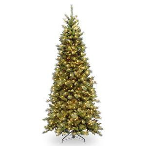 National Tree Company 6.5-Feet Tiffany fir Pre-lit Slim Artificial Christmas Tree with White Incandescent Lights