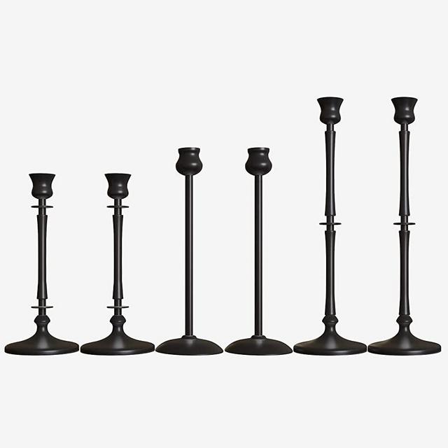 Matte Black Taper Candlestick Holders Set of 6 - Metal Taper Candle Holders for Candlesticks, Candlestick Holders for Taper Candles, Decorative Candle Stick Holders for Taper Candles