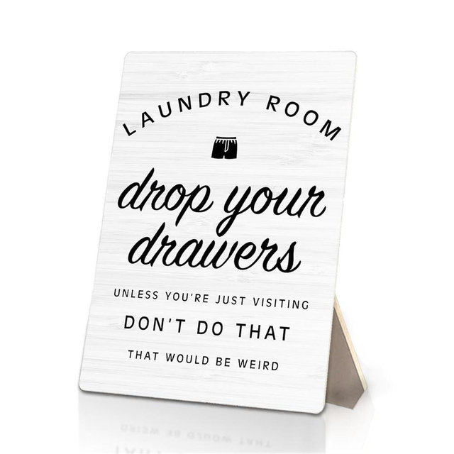 ERYBHKRTYH Laundry Room Sign, Funny Laundry Room Wooden Stand Sign 5x7 Inch, Farmhouse Rustic Laundryroom Decorations for Washroom Bathroom Shelf Decor
