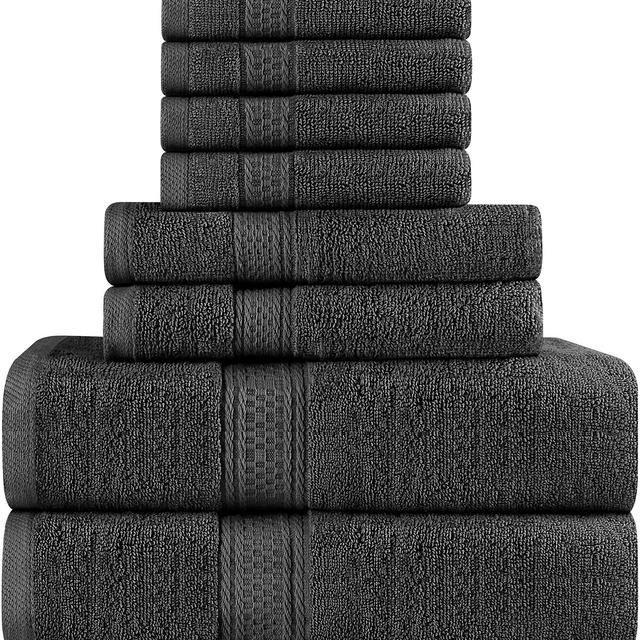 Utopia Towels Premium 8 Piece Towel Set (Grey); 2 Bath Towels, 2 Hand Towels and 4 Washcloths - Cotton - Machine Washable, Hotel Quality, Super Soft and Highly Absorbent (8 Pack)