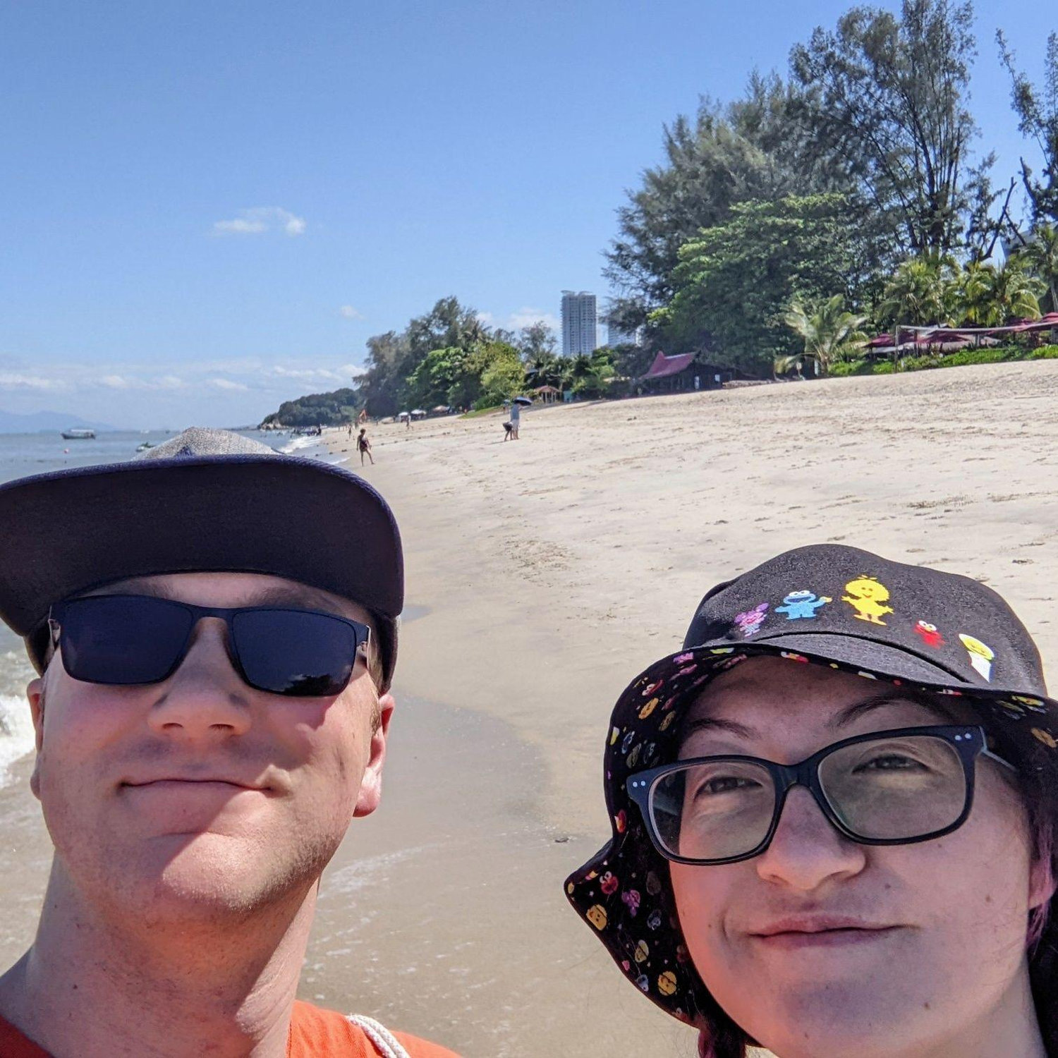 Sarah's mom was born and raised in Penang so we took a trip with her family to see where she came from, this photo was at a beach next to our resort in Penang. We both got very bad sunburns
