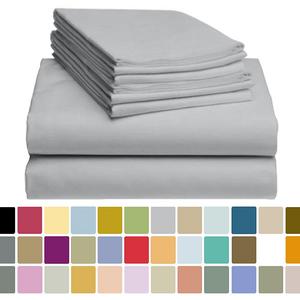 6 PC LuxClub Bamboo Sheet Set w/ 18 inch Deep Pockets - Eco Friendly, Wrinkle Free, Hypoallergentic, Antibacterial, Fade Resistant, Silky, Stronger & Softer than Cotton - Light Grey Queen