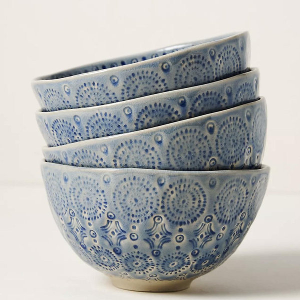 Old Havana Cereal Bowls, Set of 4 Blue