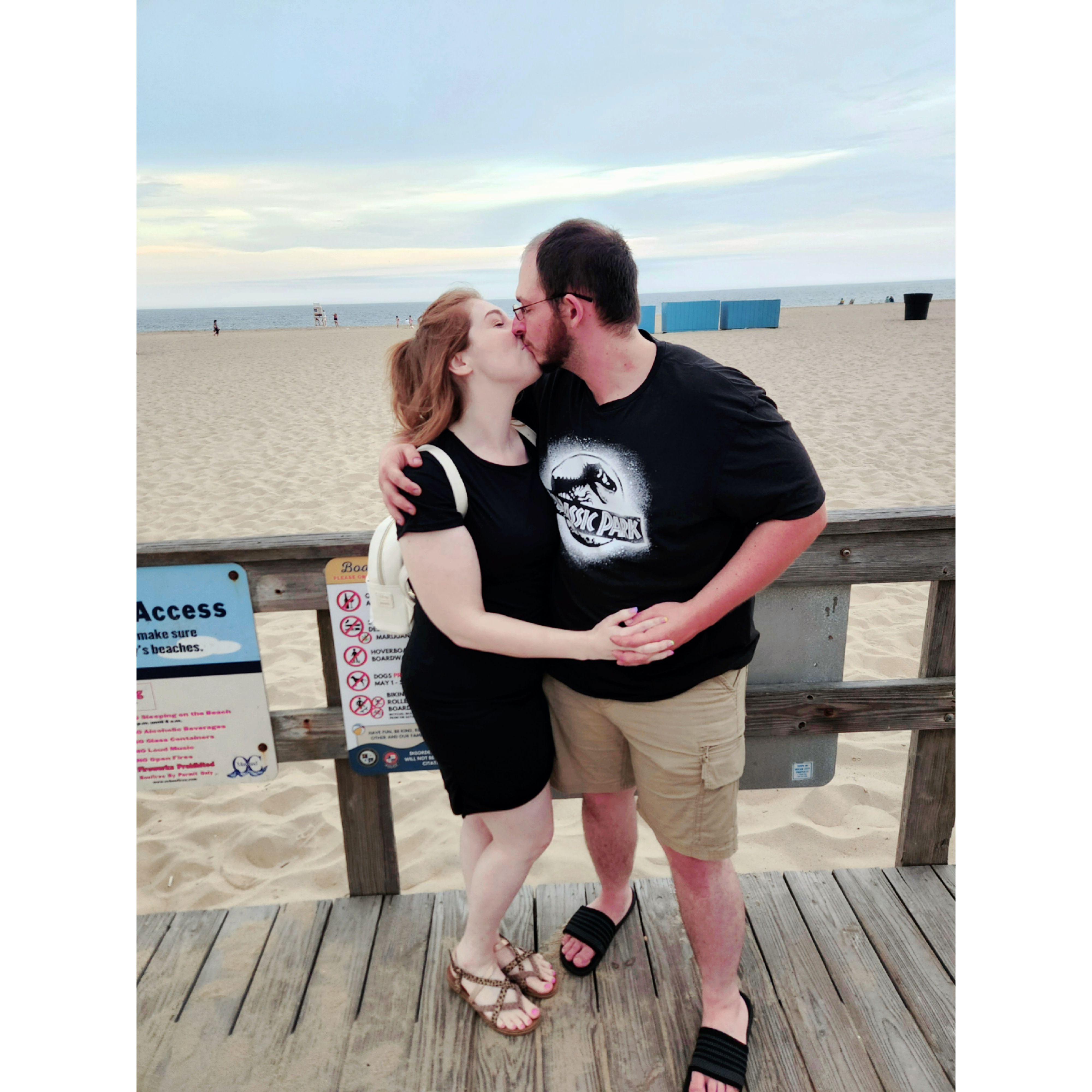 We love to escape to places outside our small town like when we went to ocean city, Maryland! We took the picture on the boardwalk with friends to help capture the moment for us!