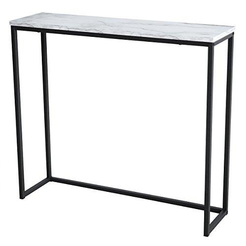 Tilly Lin Modern Accent Faux Marble Console Table, Black Metal Frame, for Hallway Entryway Living Room, Entrance Hall Furniture, Carrara