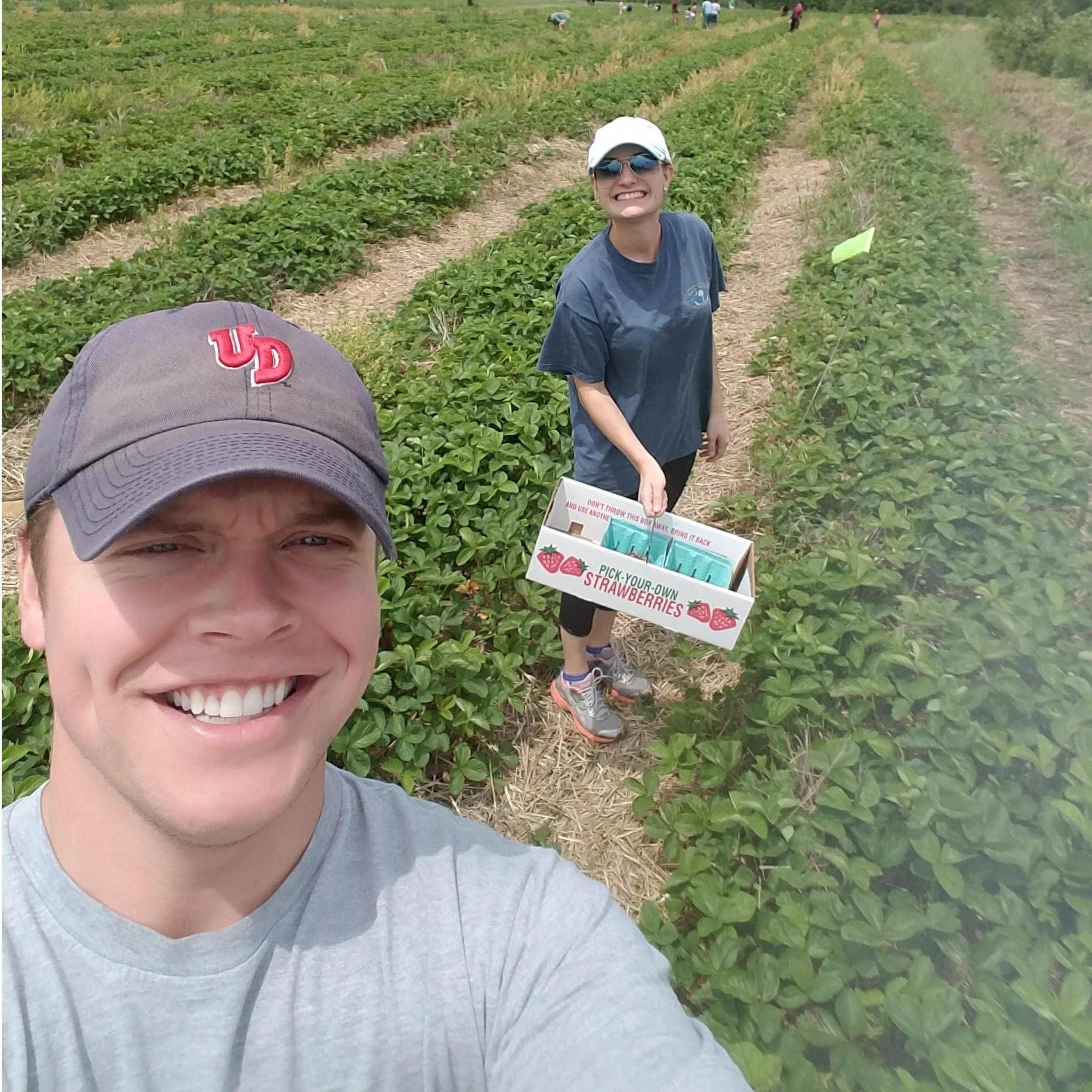 One of our first dates strawberry picking