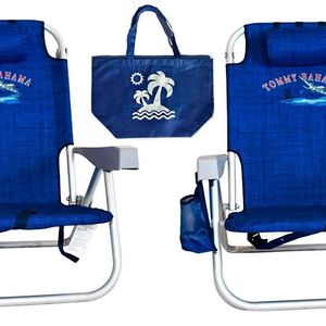 2 Tommy Bahama Backpack Beach Chairs/ Blue + 1 Medium Tote Bag