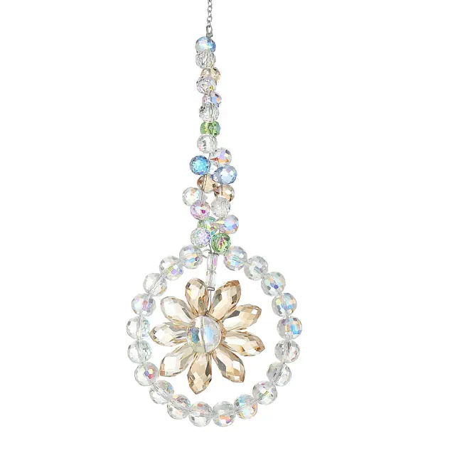 Unique Bargains Suncatchers Window Panels Hanging Crystal Handmade Natural Beauty Mesmerizing Stained Glass Champagne Gold