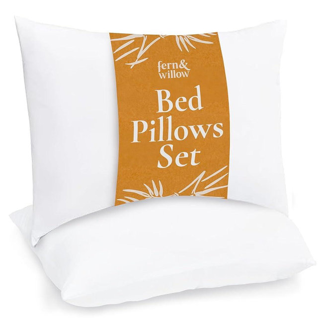 Fern and Willow King Size Bed Pillows - Set of 2, 36"x20" - Luxurious Ultra-Soft Cooling Pillow - Hotel Quality, Down Alternative Fill - Ideal for Side, Back & Stomach Sleepers