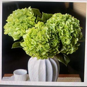 3PCS 22 inch Realistic Artificial Hydrangea Large Real Touch Flowers Artificial Flowers Dry Flowers Outdoor Wedding Christmas Office Family Party Living Room Table Decoration (Green)