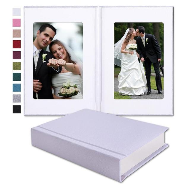 Pssoss Small 4x6 Photo Album with Writing Space Holds 30 Photos Ideal for Wedding Theme-Album and Baby Photo Album (White)