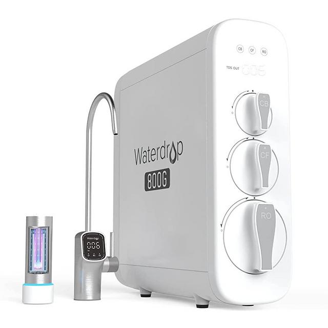 Waterdrop Reverse Osmosis System, Tankless RO Water Filtration System, 800 GPD Fast Flow, 3:1 Pure to Drain, LED Purifier, Smart Faucet, TDS Reduction, Commercial and Household Usage, G3P800