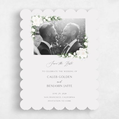 Grey Scalloped Wedding Save the Date - Aldeney Photo