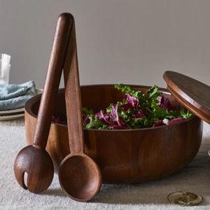Covered Salad Bowl & Magnetic Servers, Walnut | Food52