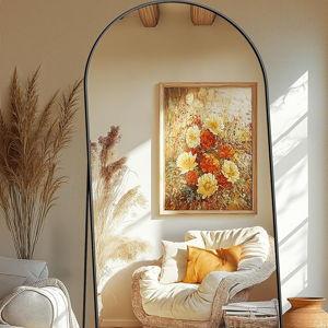 Arched Full Length Mirror, Black Standing Mirror, 75"x35" Full Body Mirror with Standing, Free Standing, Leaning Against Wall or Wall-Mounted, Large Floor Mirror for Bedroom Living Room Dressing Room