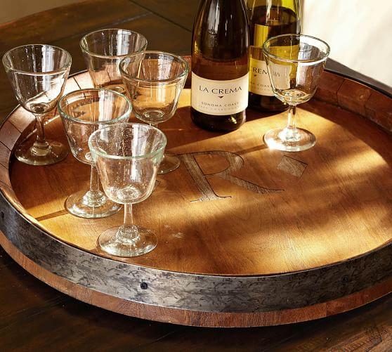 Monogram Barrel Top Lazy Susan - www.potterybarn.com