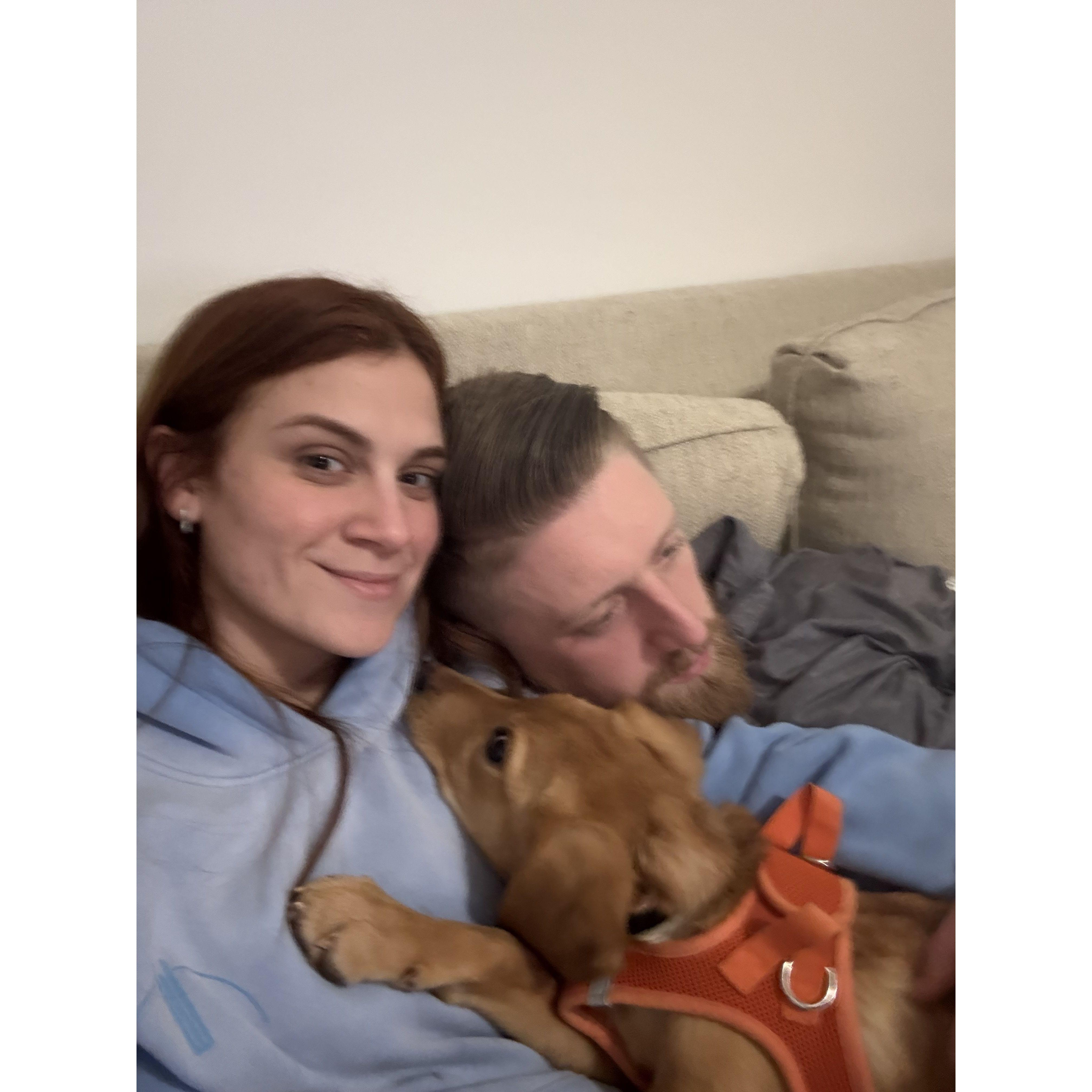 Snuggle time with Charlie.