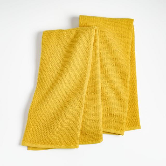 Pique Yellow Dish Towels, Set of 2