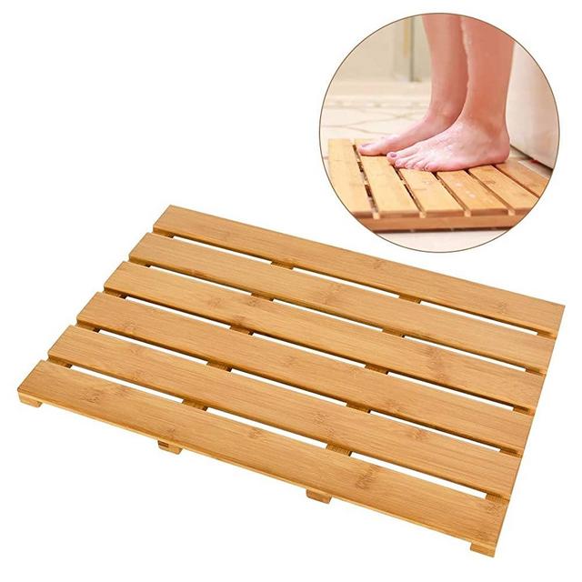 Bath Mat for Luxury Shower - Non-Slip Bamboo Sturdy Water Proof Bathroom Carpet for Indoor or Outdoor Use