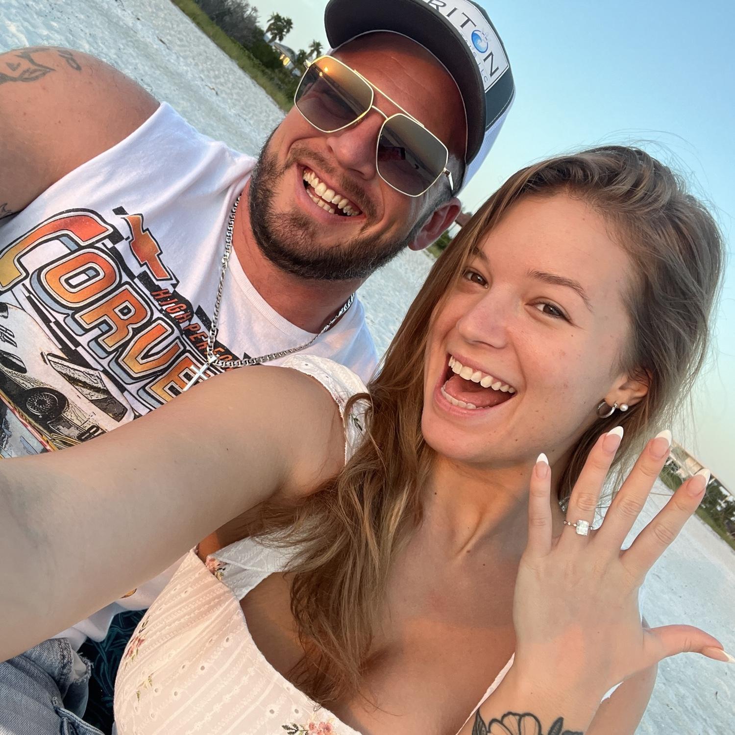 Picnic date during sunset day after getting engaged :)