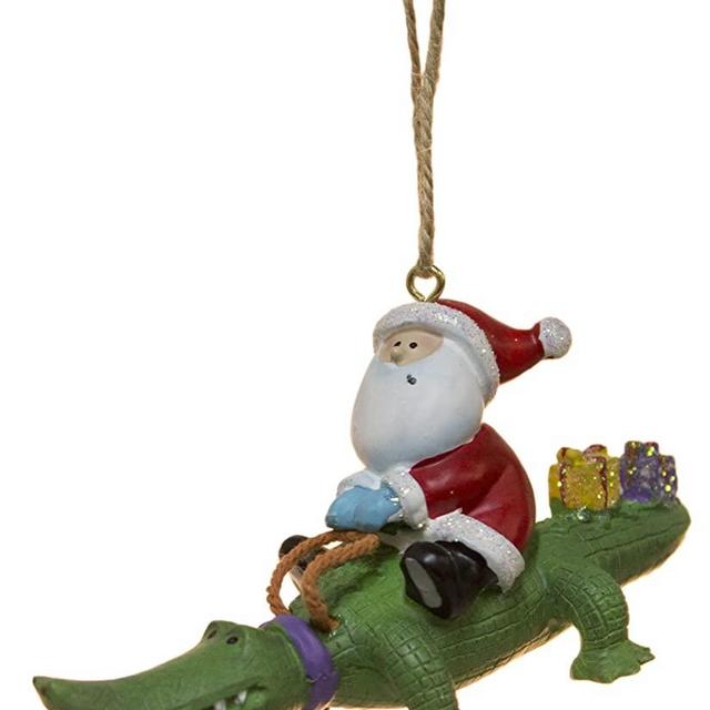 Cape Shore Santa Riding Alligator Gator with Gifts Christmas Tree Holiday Ornament Decoration