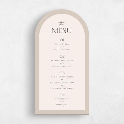 Beige Arch Wedding Menu - Spencer