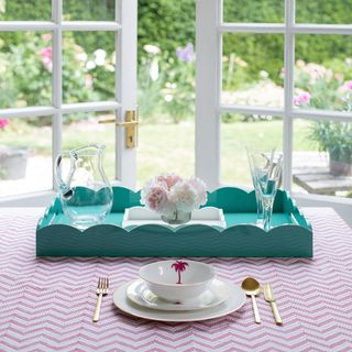 Scalloped Large Lacquered Ottoman Tray