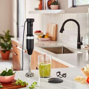 OVENTE Immersion Hand Blender, 300W Corded Electric Handheld Stick Mixer with 2 Mixing Speeds and Stainless Steel Blades for Smoothies, Purees & Baby Food, Black HS560B