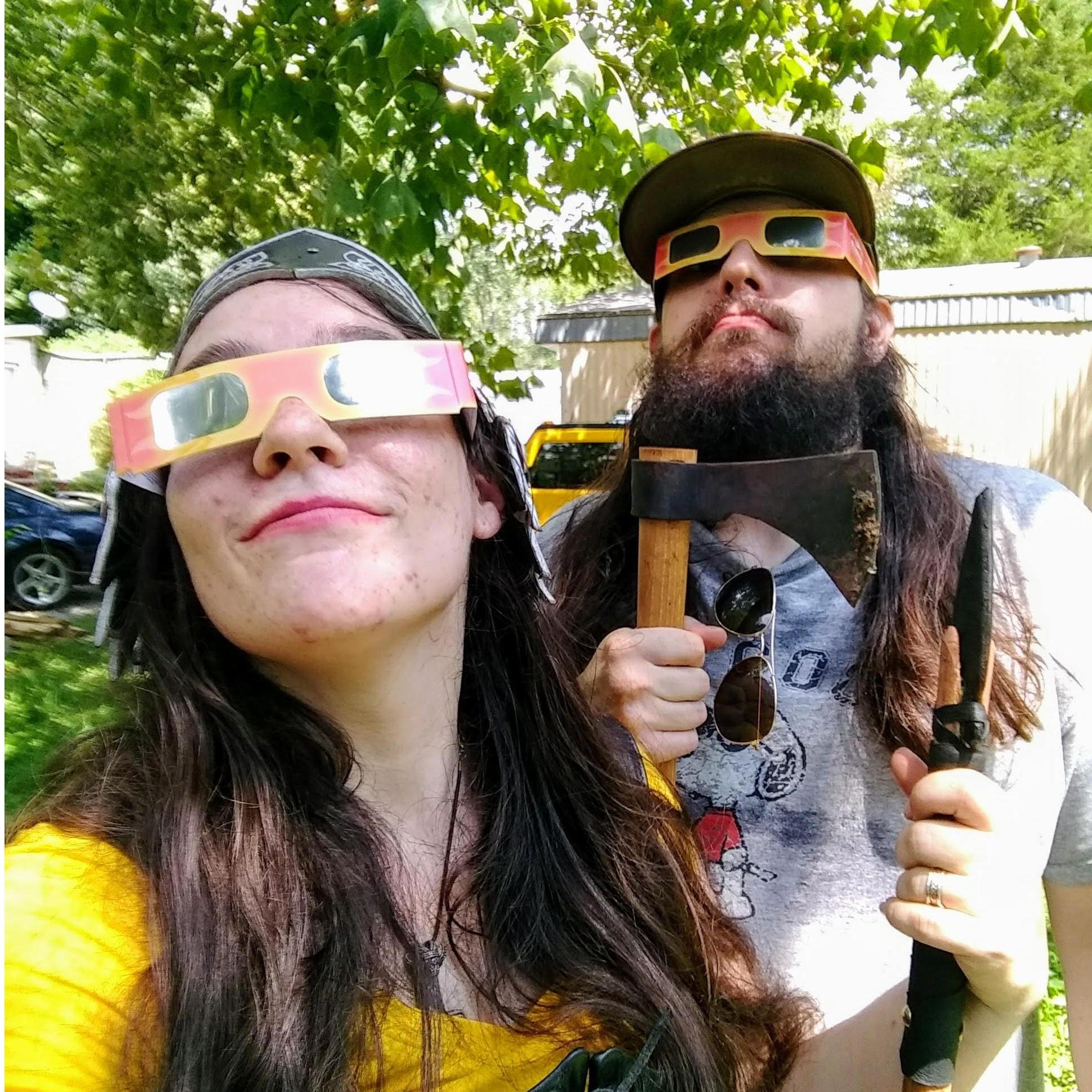 Starring into the sun at my solar eclipse birthday party.