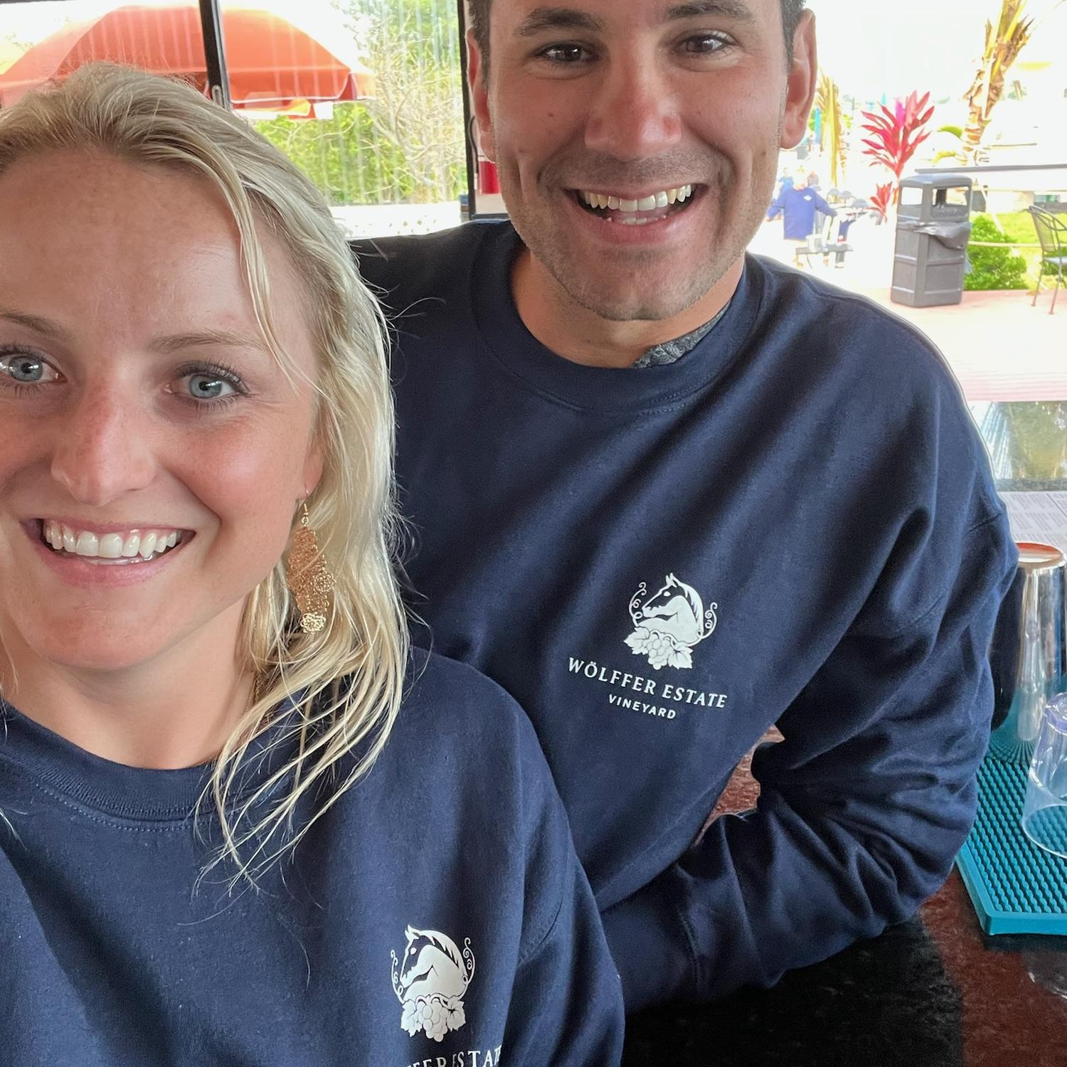 Bought matching sweatshirts at the vineyard😳