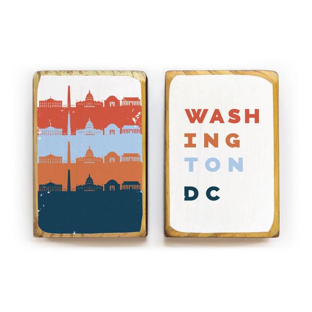 Wood bookends with Washington, D.C., retro...