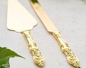 Engraved Wedding Cake Serving Set - Gold...