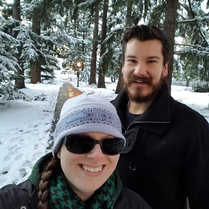 Enjoying the snow on the U of O campus.