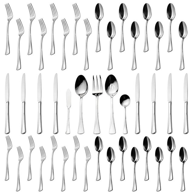 Alata Alice 45-Piece Silverware Set Stainless Steel Flatware Set,Service for 8,Mirror Polished Cutlery Set,Dishwasher Safe