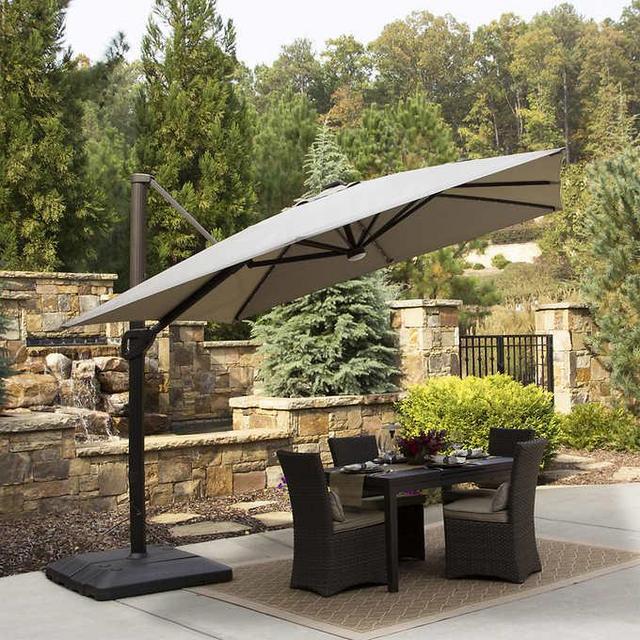 10' LED Solar Square Offset Umbrella by Seasons Sentry