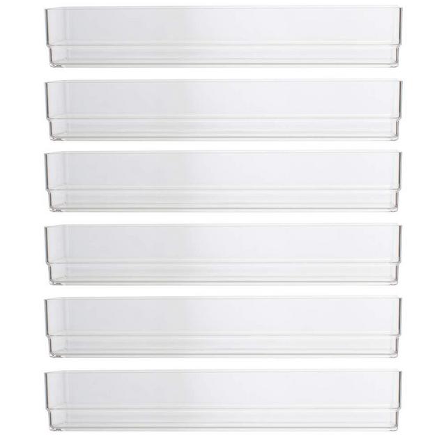 STORi Clear Plastic Drawer Organizers 9" x 3" x 2" l Set of 6