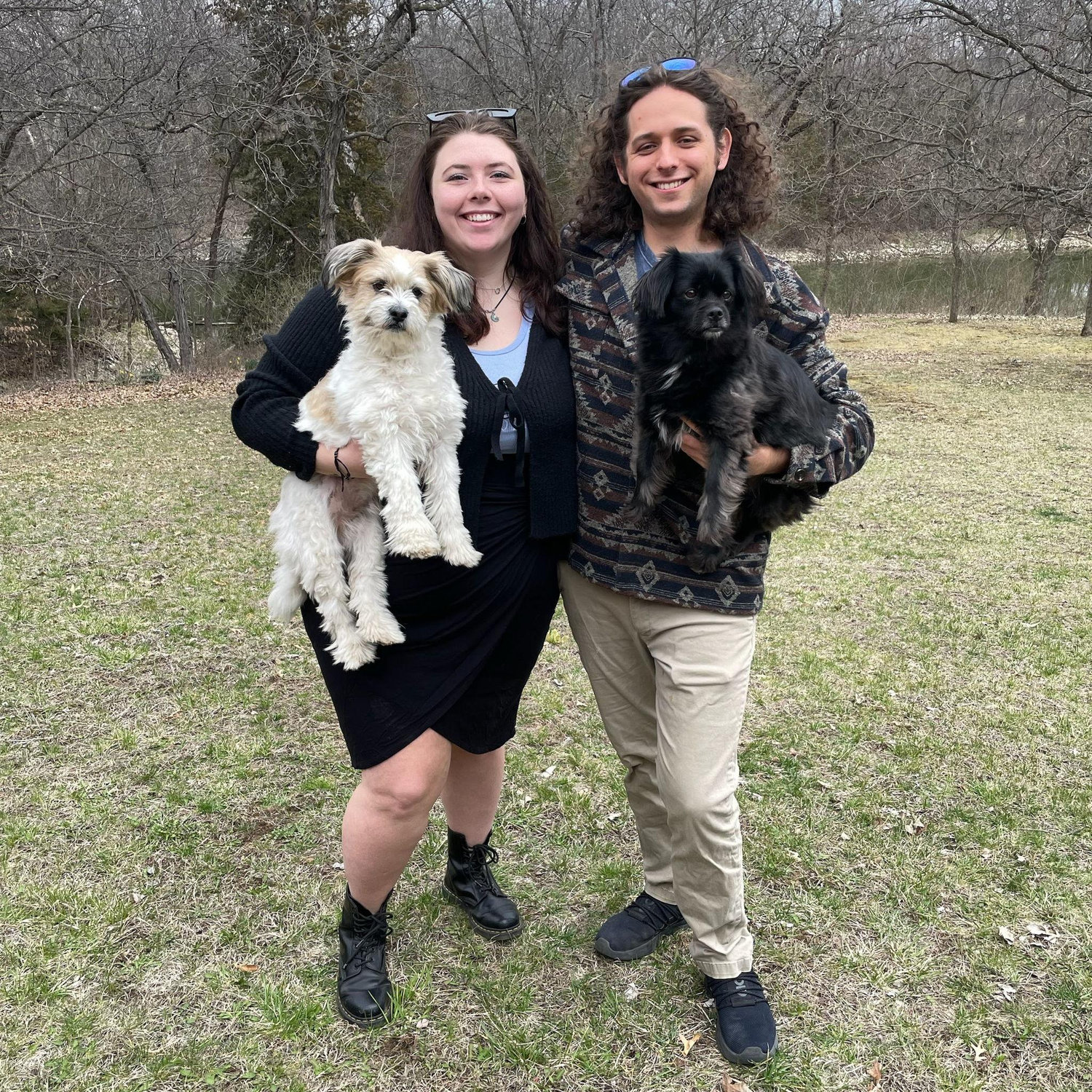 Alex and Jacob with their dogs Ozzy and Toby