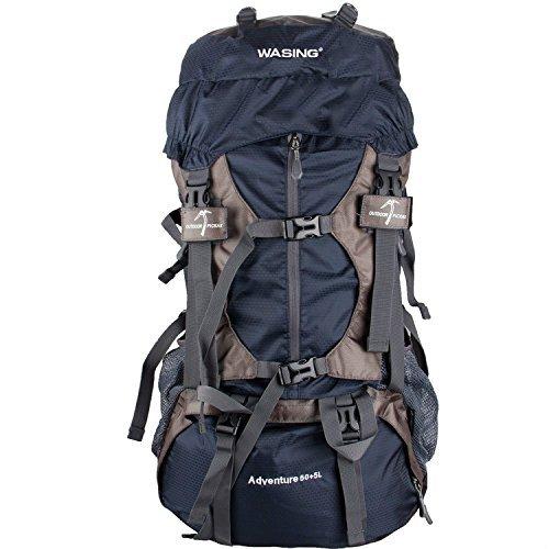 WASING 55L Internal Frame Backpack Hiking Travel Climbing Camping with Rain Cover