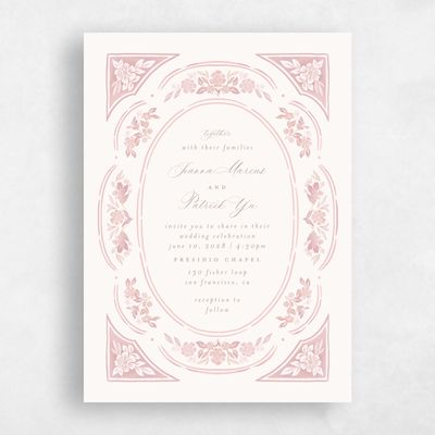 Dusty Pink Wedding Invitation - Reed Portrait